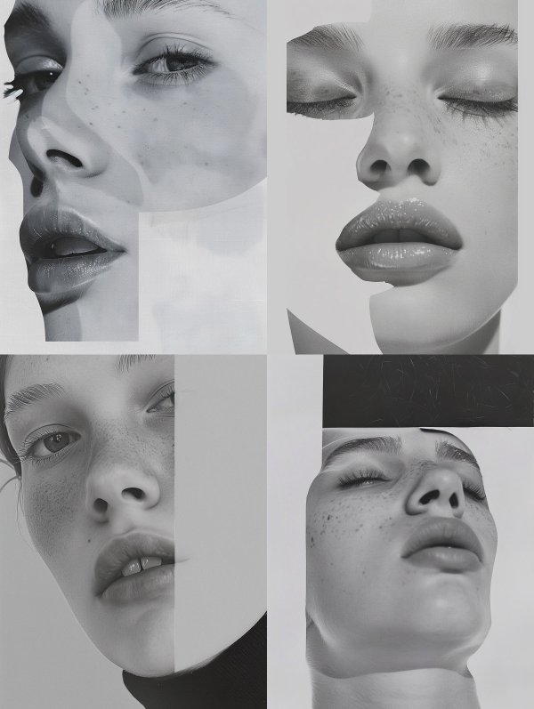 Monochrome Fragmented Portrait Study