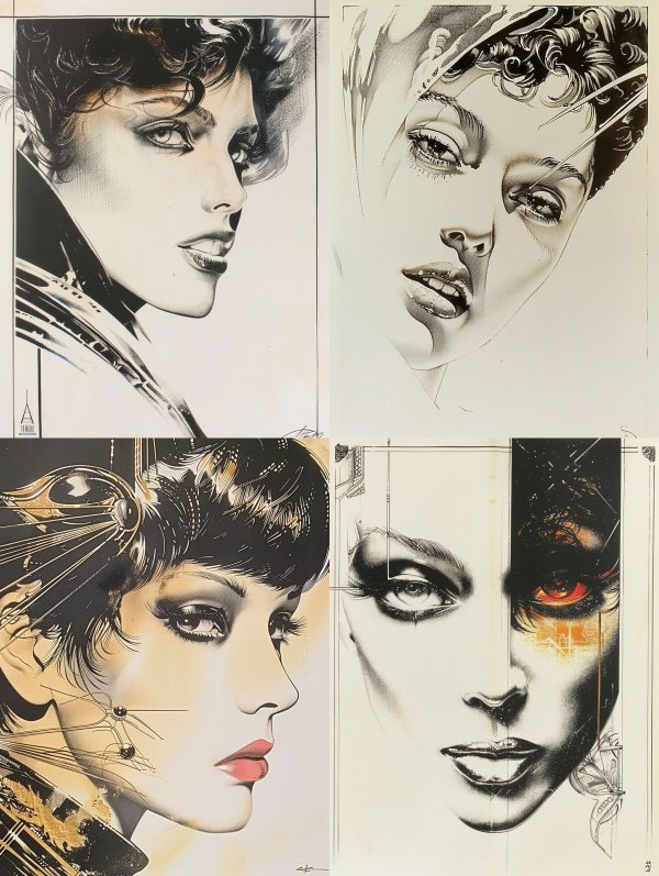 Elegant Noir Fashion Illustrations