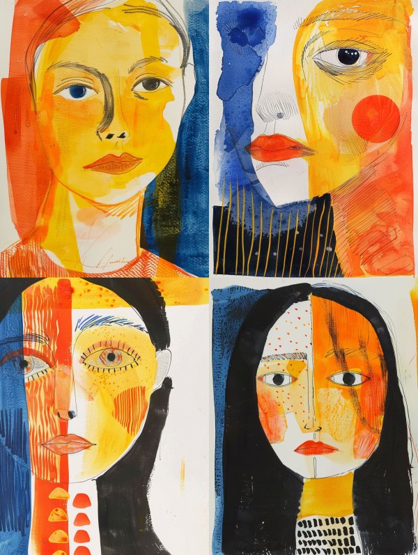 Abstract Portraits in Vibrant Hues