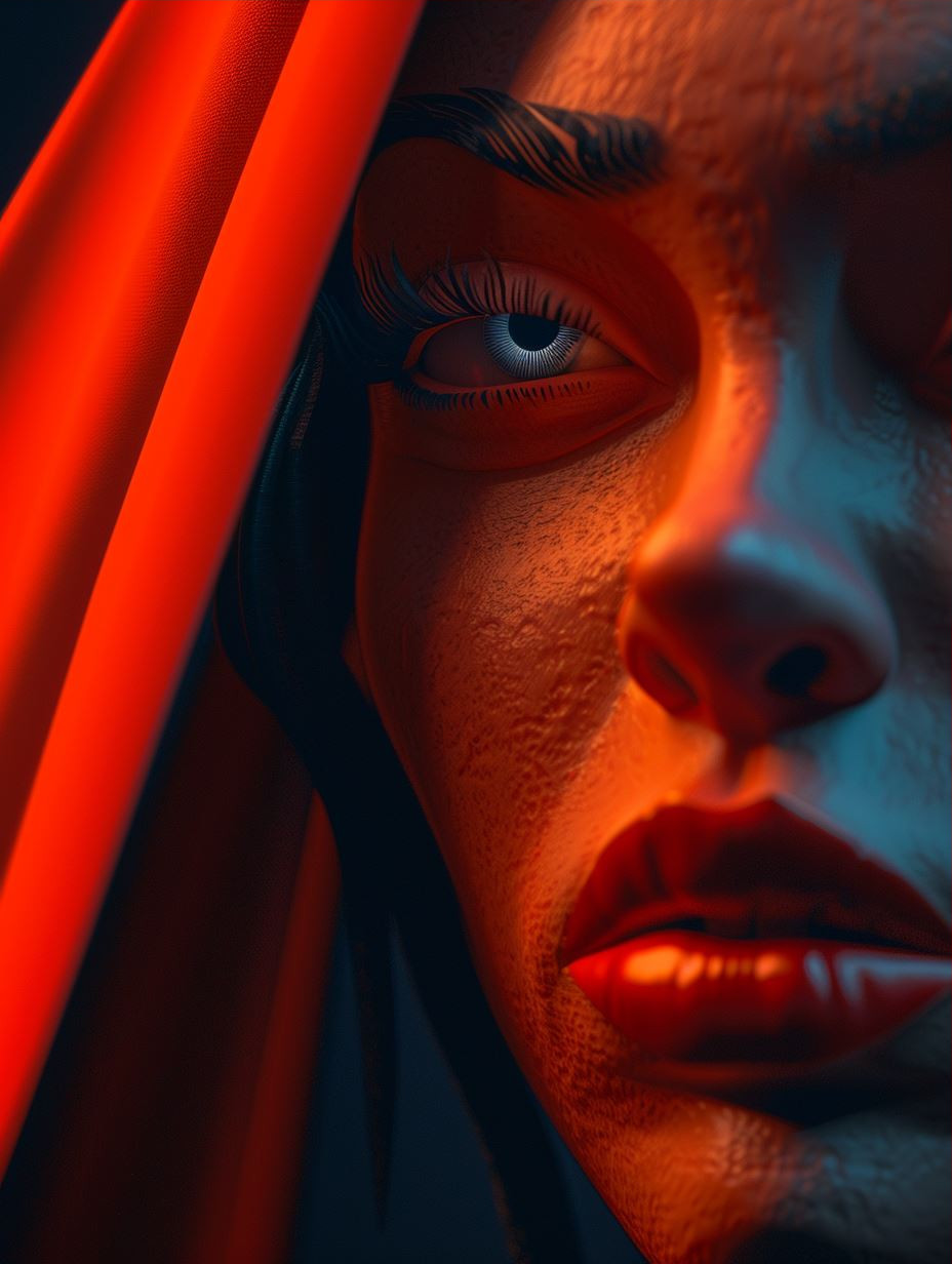 Crimson Shadows Cinematic Portrait - Image 3