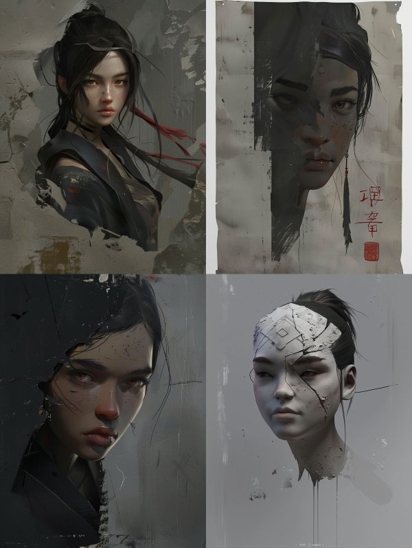 Ethereal Ink Wash Portraits