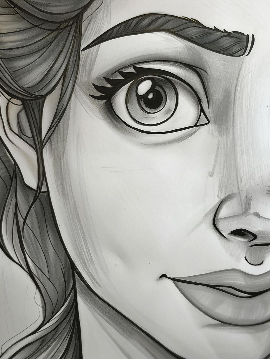 Monochrome Gaze Digital Sketch - Image 4