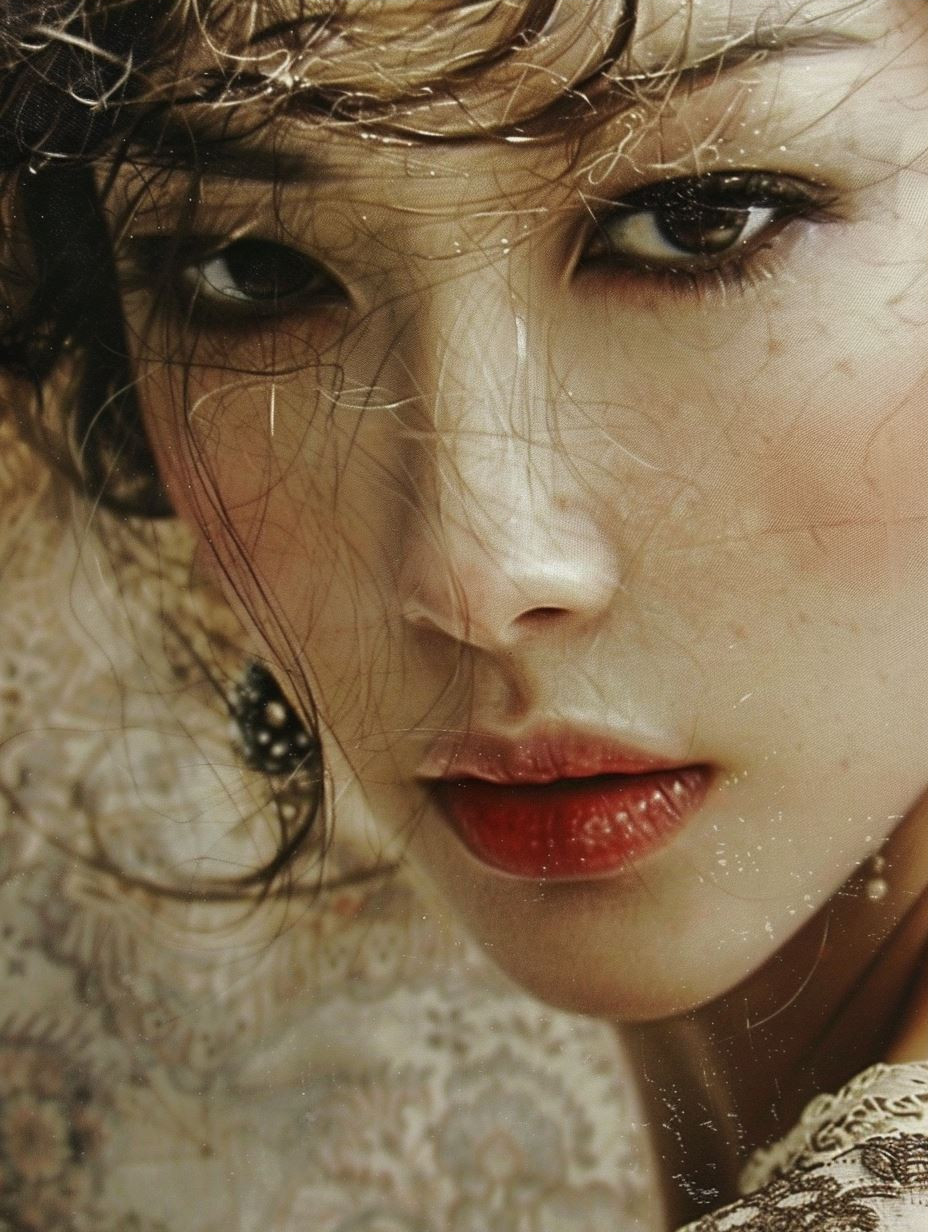 Ethereal Gaze Through Distressed Glass - Image 3