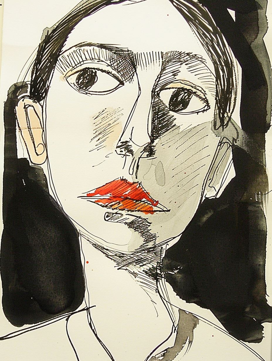 Crimson Lips: A Study in Ink - Image 3