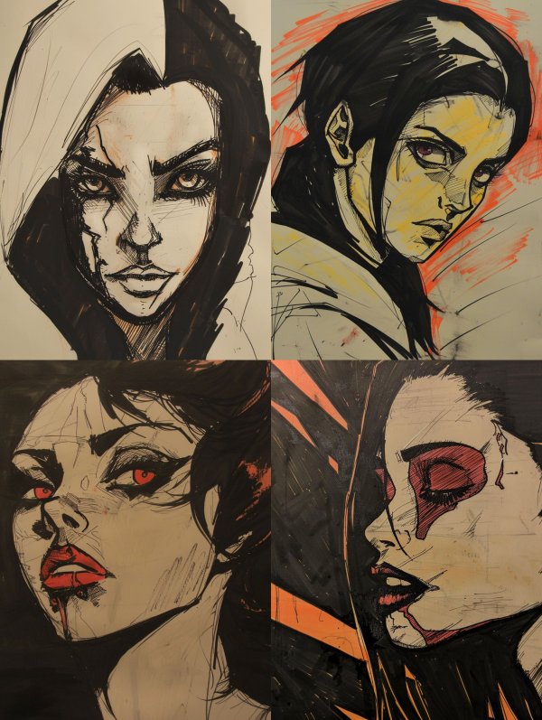 Dark Gothic Comic Portrait Studies