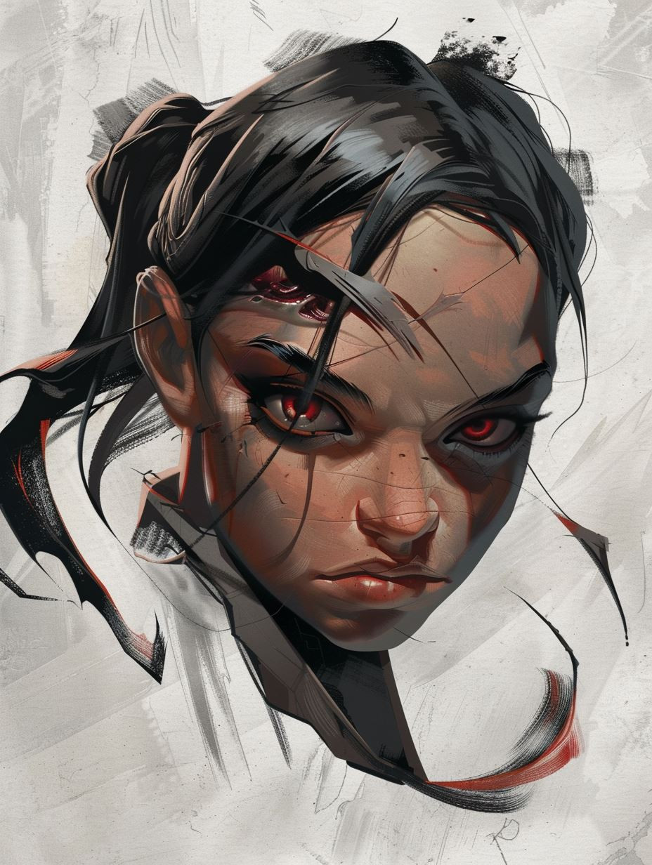 Crimson Edge Digital Portrait - Image 3