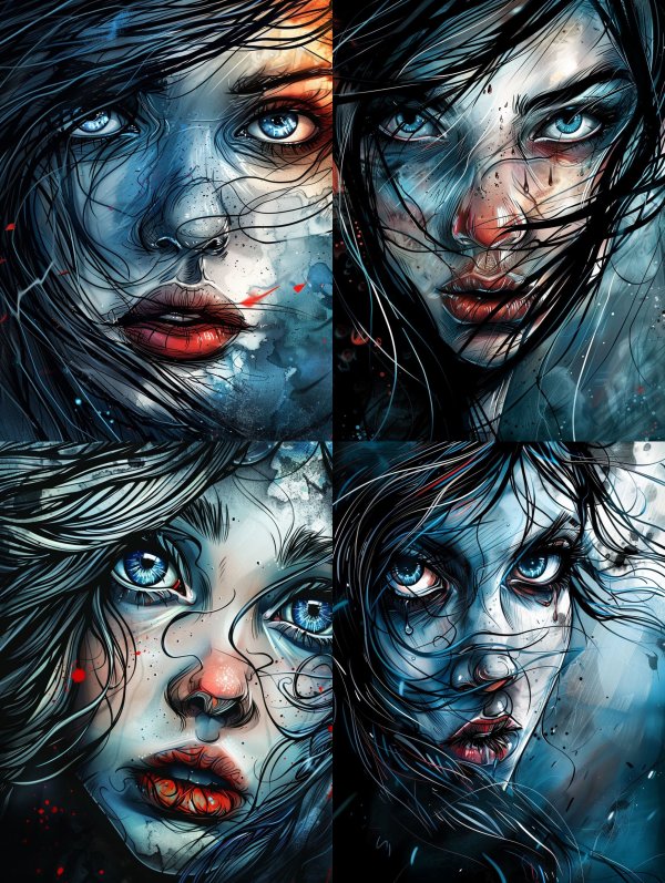 Melancholic Azure Portrait Study