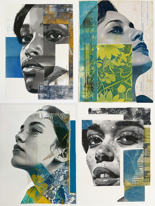 Fragmented Portraits in Mixed Media