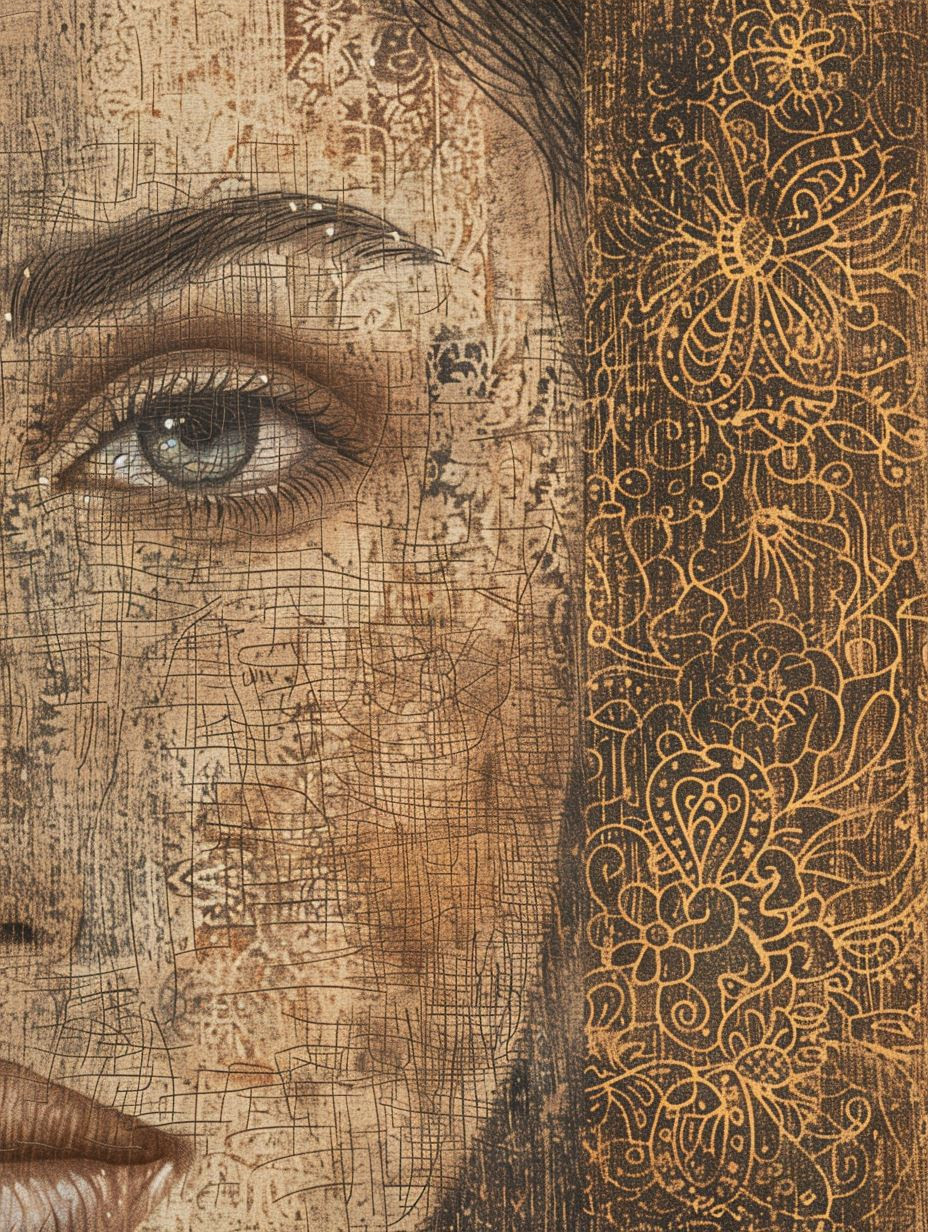 Golden Mandalas on Weathered Canvas - Image 3