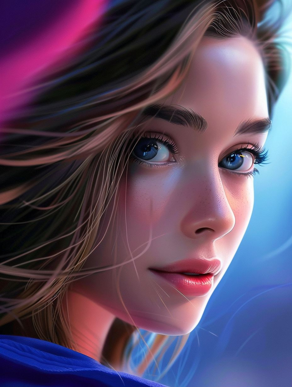Ethereal Neon Portraiture Study - Image 1