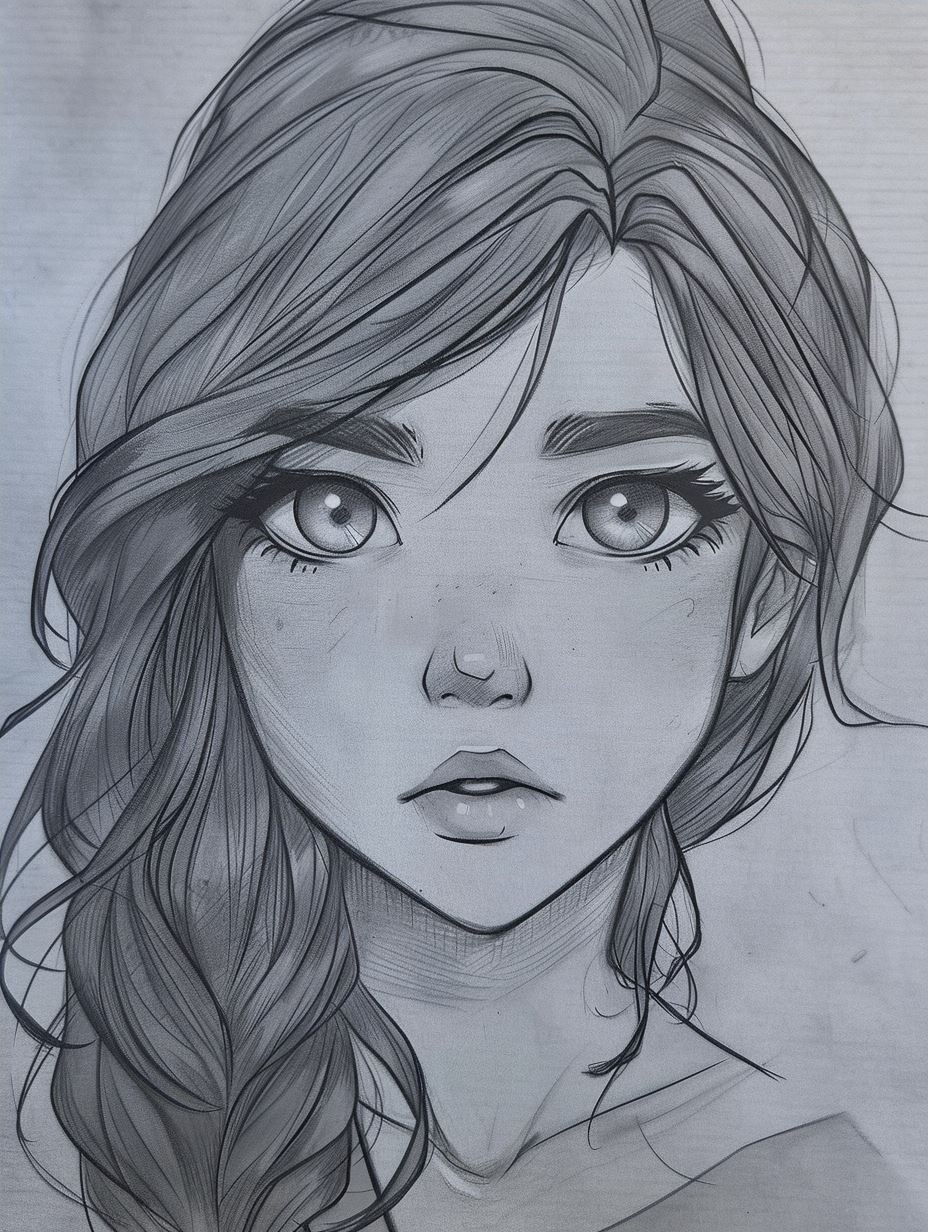 Melancholy Blue Sketch Portrait - Image 4