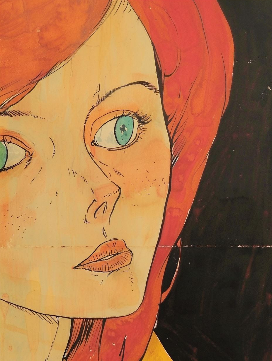 Vintage Anime Watercolor Portraits - Image 4