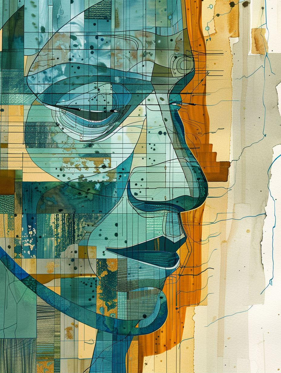 Fragmented Azure Geometric Portrait - Image 1