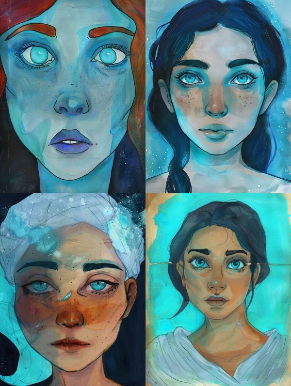 Azure Visions: A Study of Blue Portraits
