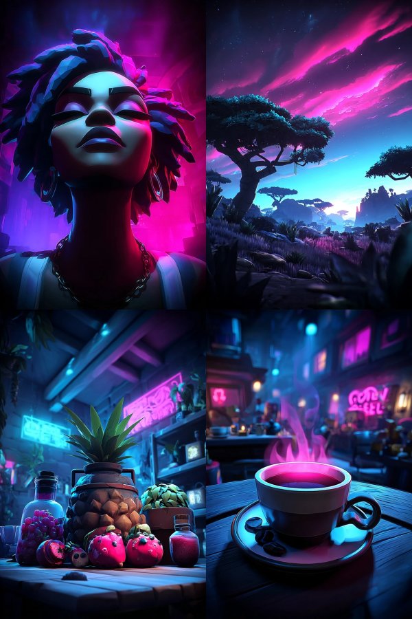 Neon Dreams: A Cyberpunk Fantasy Collage
