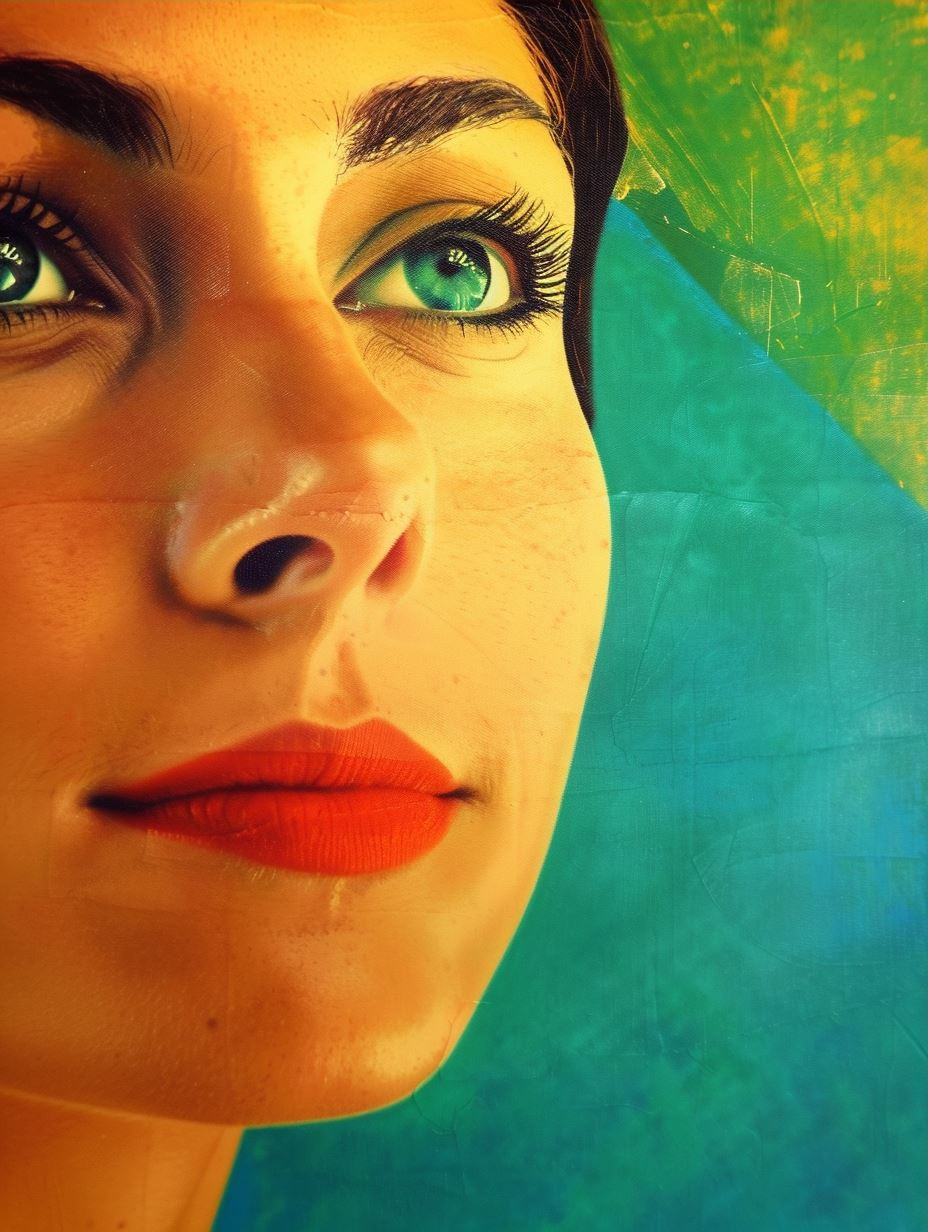 Fragmented Gaze in Teal Hues - Image 3