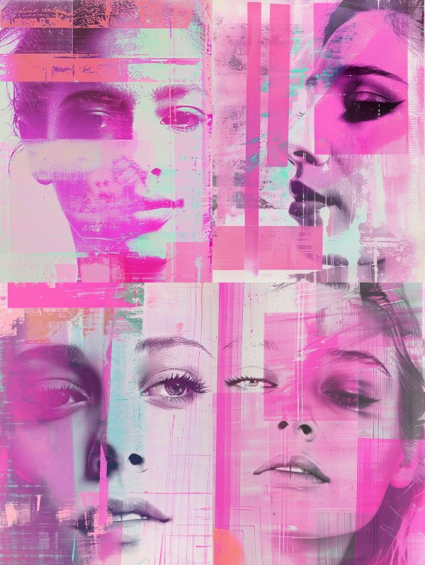Fragmented Visions in Neon Pink