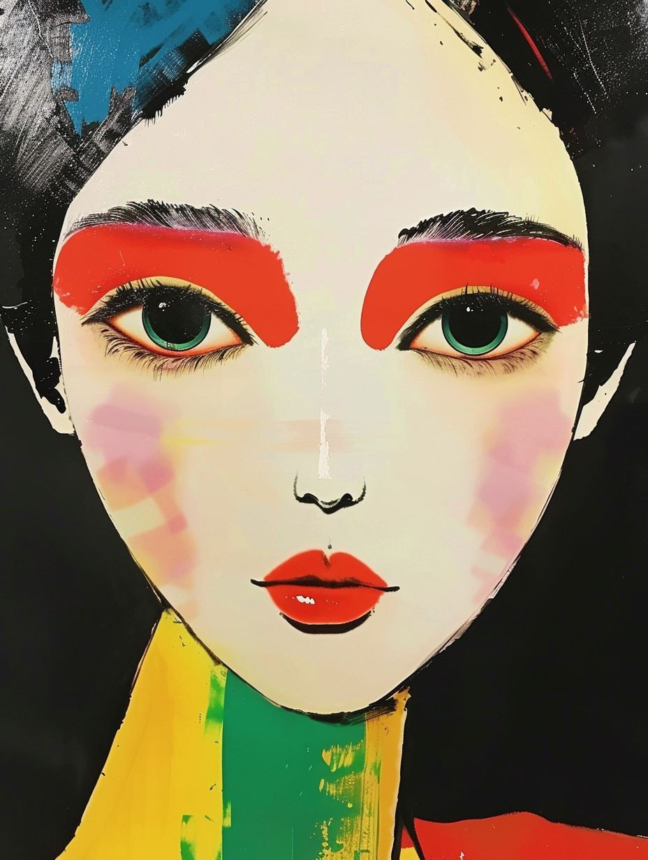 Vibrant Pop Art Quad Portrait of a Woman - Image 1