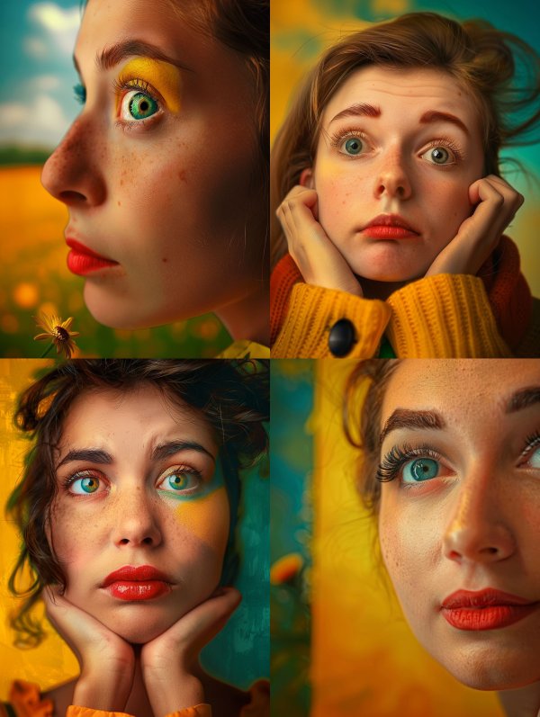 Golden Hues and Dreamy Gazes