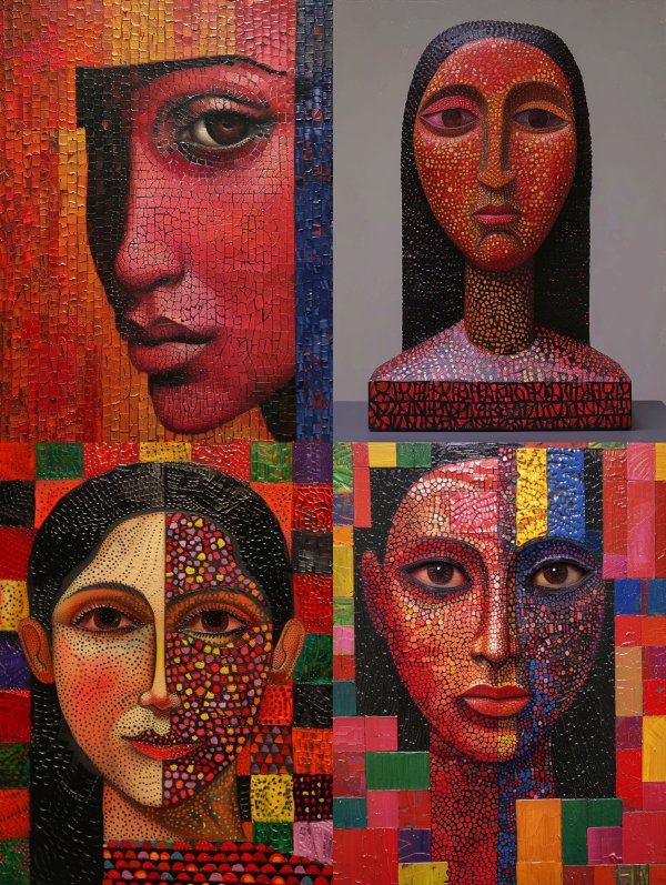 Mosaic Portraits of Ethereal Women