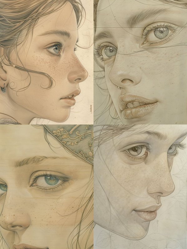 Ethereal Gaze Hyper-Realistic Pencil Portrait Studies