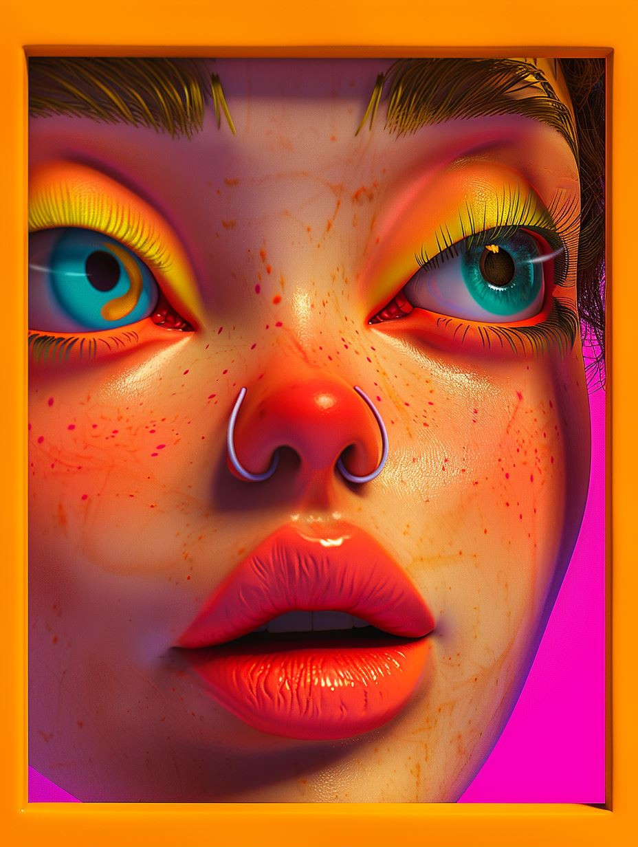 Neon Surrealist Portrait - Image 1