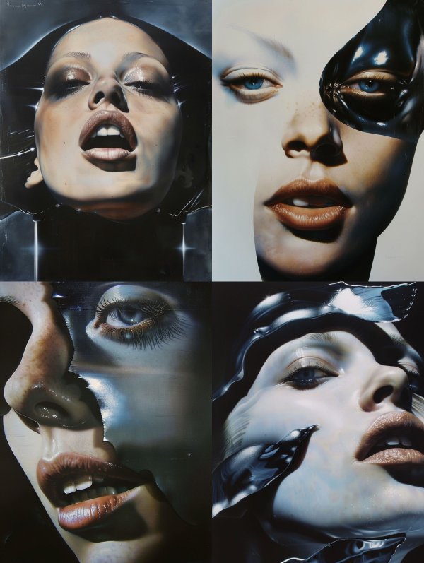 Futuristic Chrome Cybernetic Portraits