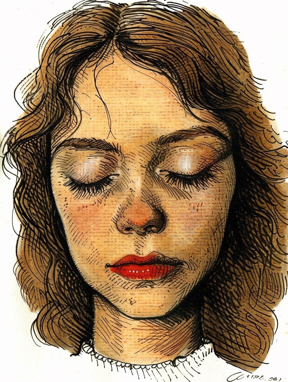 Serene Ink and Wash Portrait - Image 1