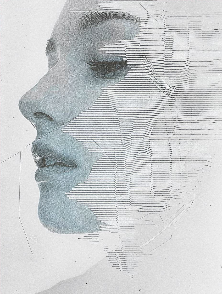 Cyan Glitch Digital Portrait - Image 4