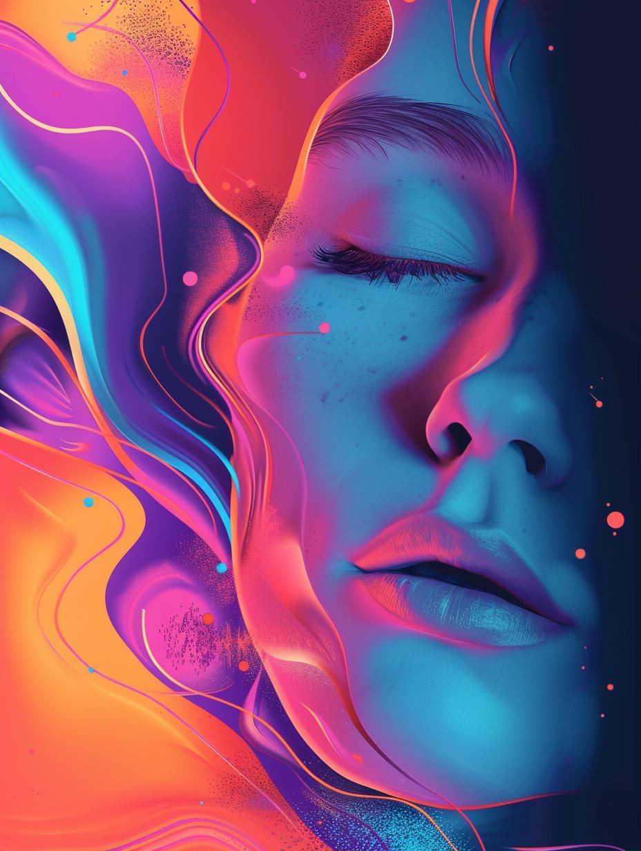 Neon Dreams of Fluid Beauty - Image 1