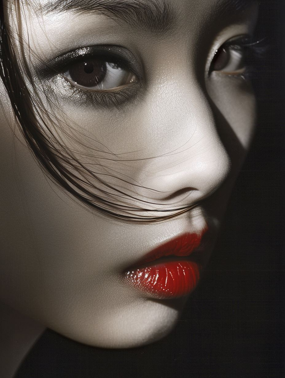 Crimson Lips in Noir Shadow - Image 1