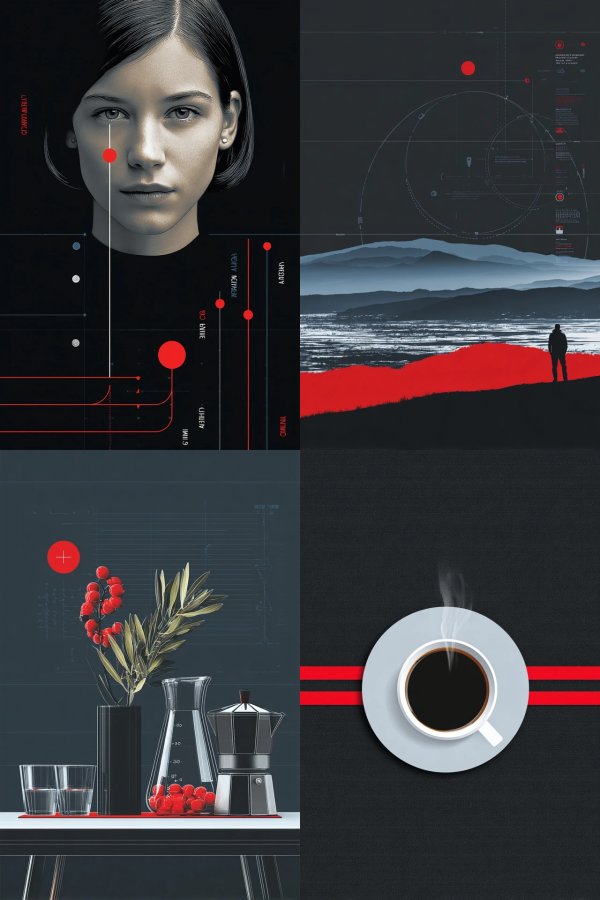 Crimson Accents in a Monochrome World