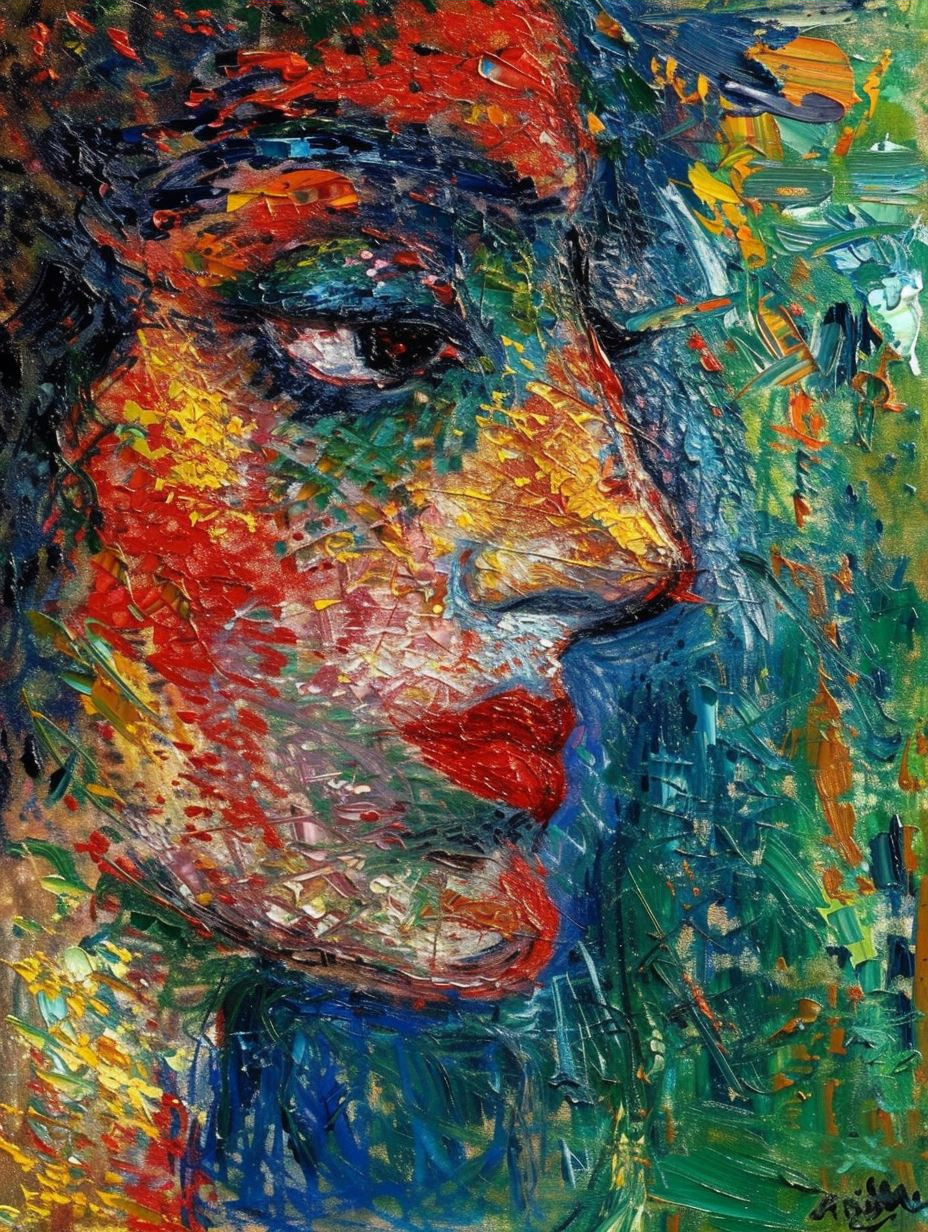 Vibrant Impasto Portrait Study - Image 3