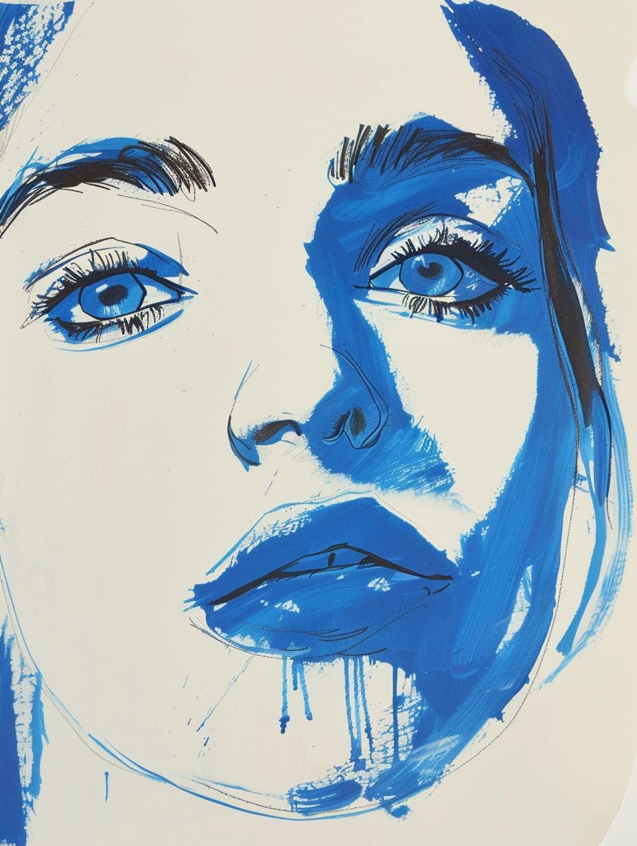 Azure Ink Portrait Study - Image 2
