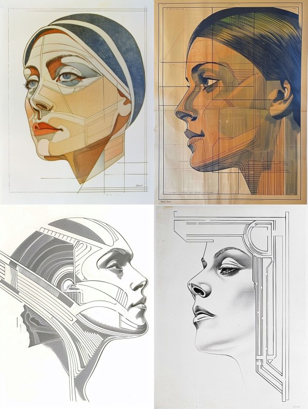 Geometric Portraits of Futuristic Women