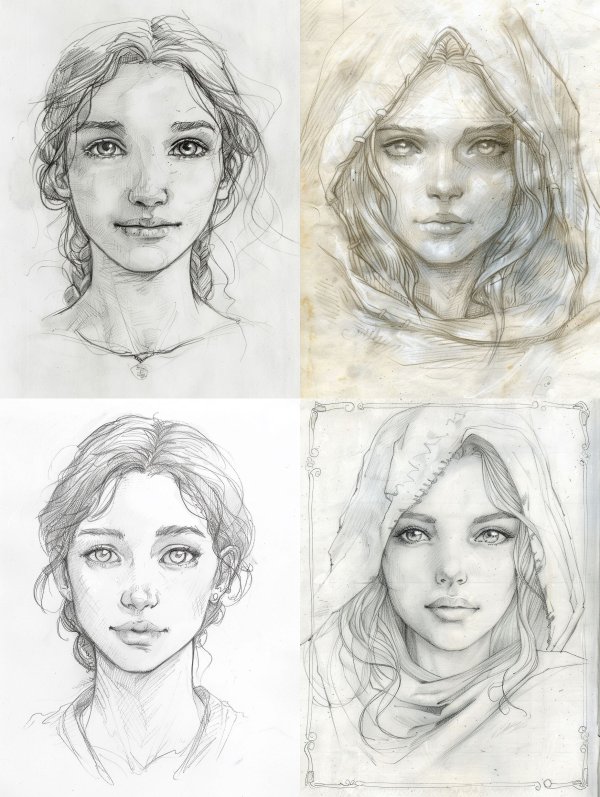 Ethereal Pencil Portraits of a Young Woman