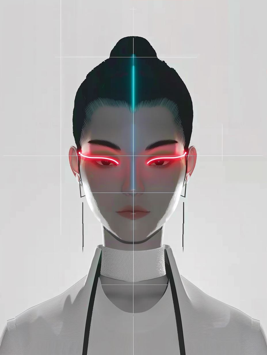 Neon Cybernetic Humanoid Portraits - Image 3
