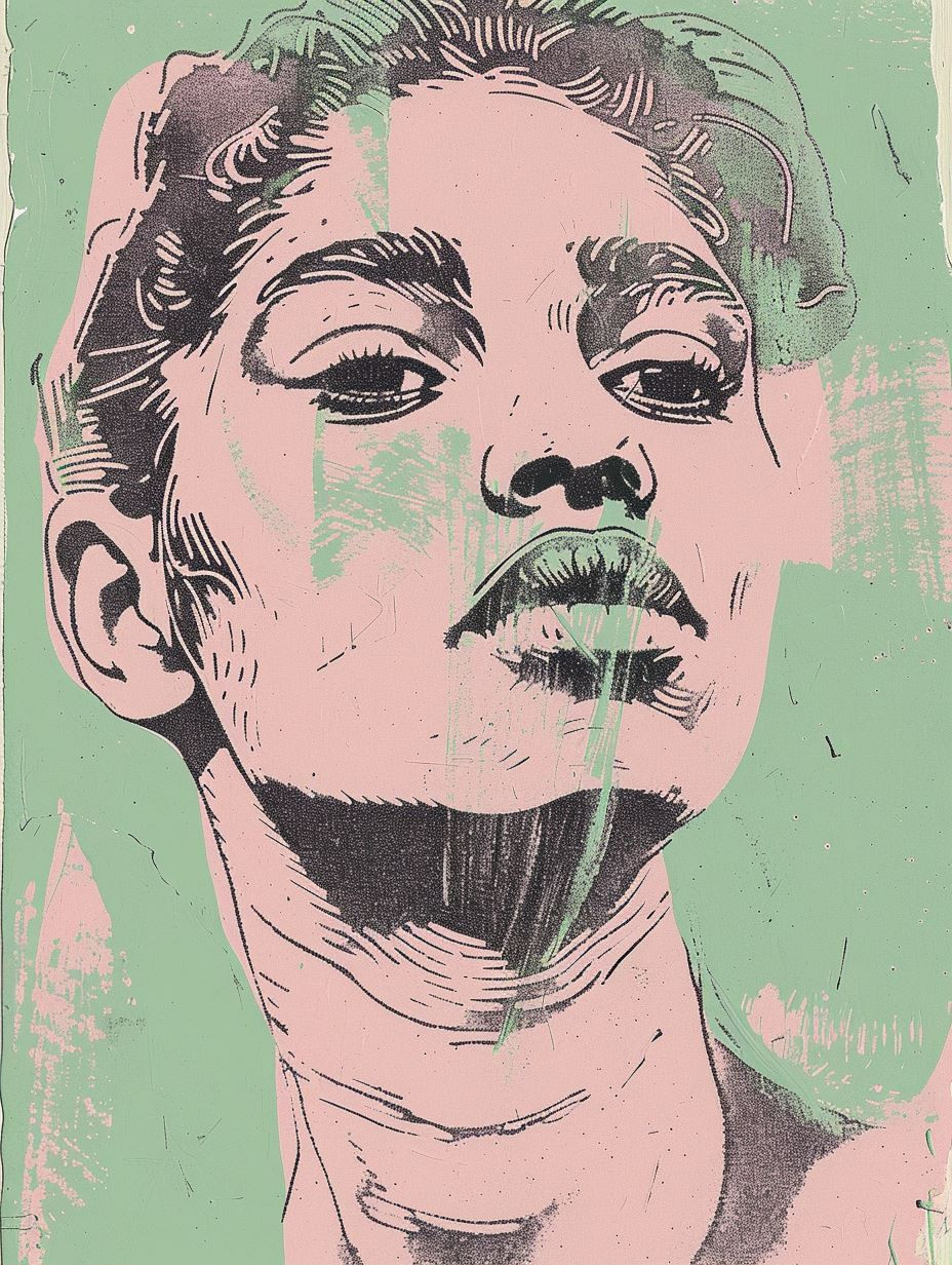 Abstract Pastel Ink Portrait - Image 2