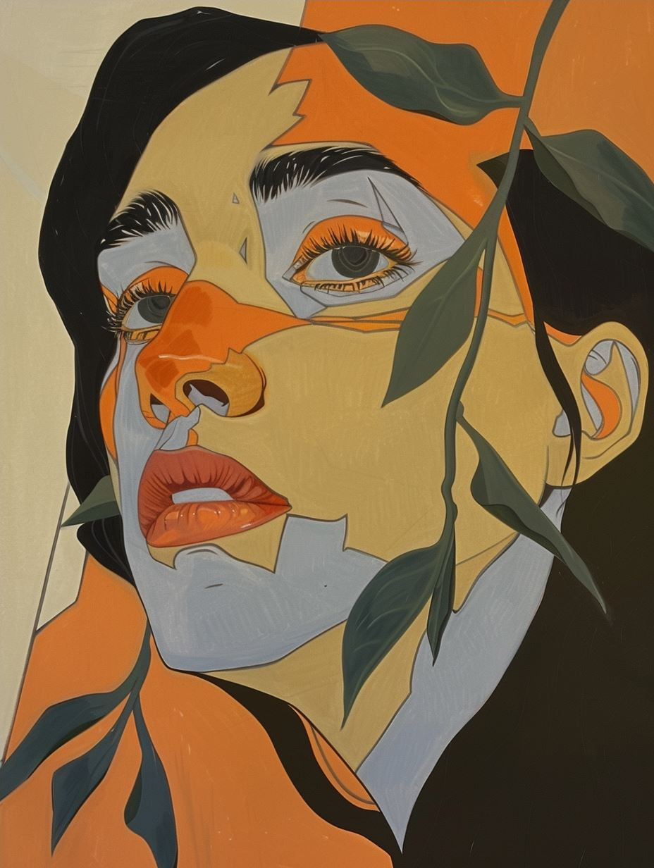 Fragmented Gazes in Orange and Blue - Image 4