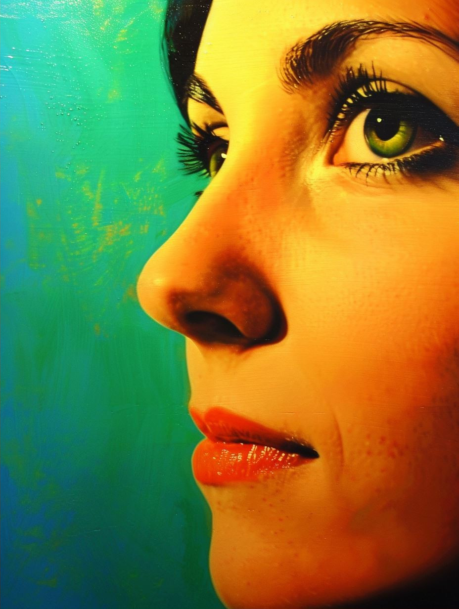 Fragmented Gaze in Teal Hues - Image 2