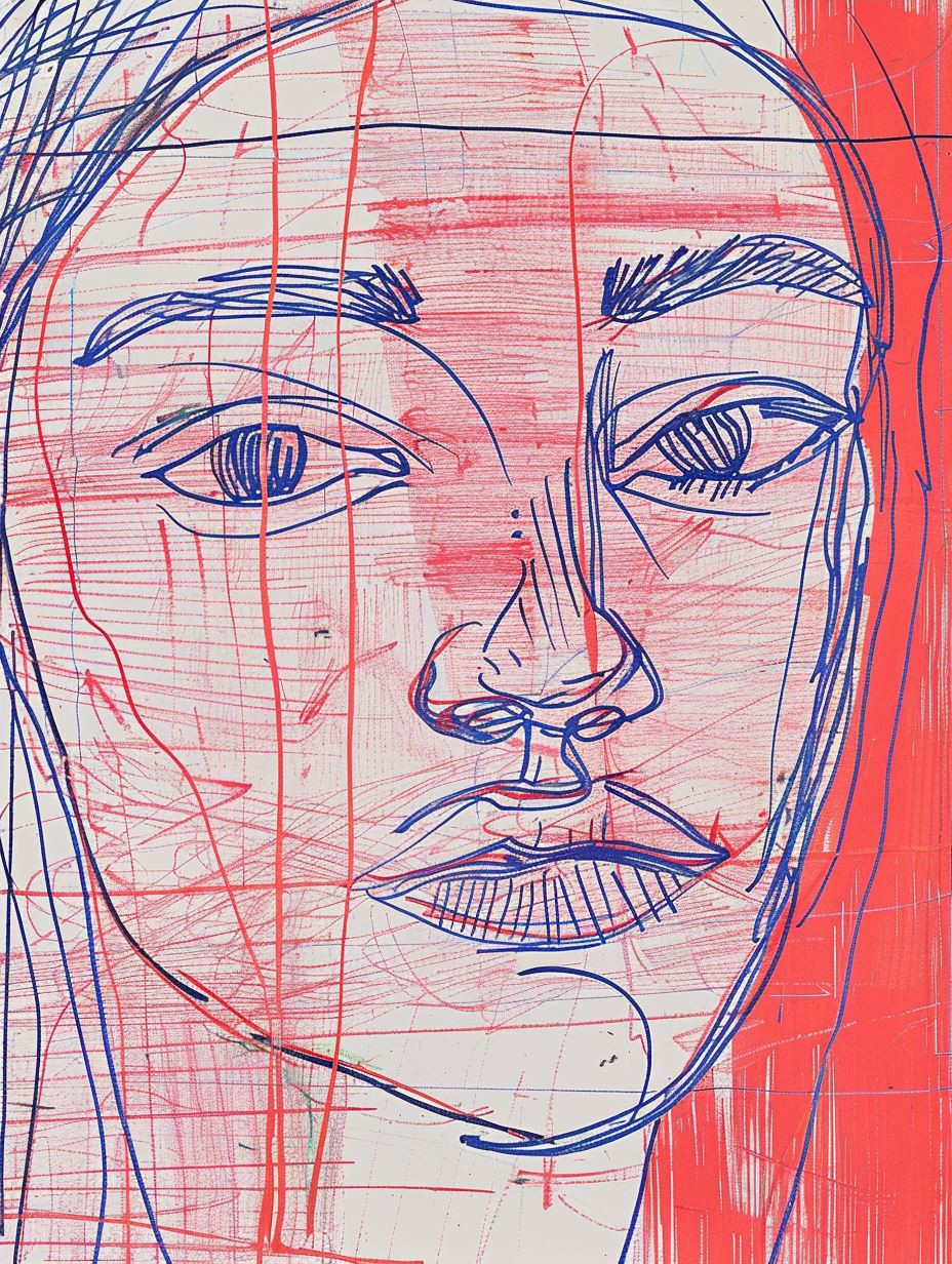 Abstract Crimson Linear Portrait - Image 4