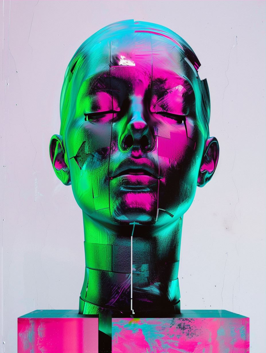 Neon Liquid Chrome Portrait - Image 3