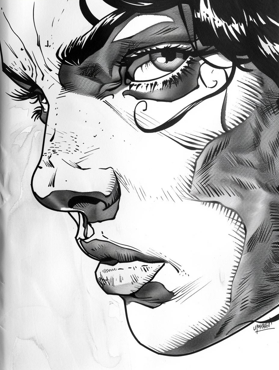 Fractured Porcelain Noir Portrait - Image 3
