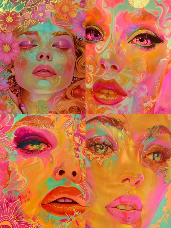 Vibrant Neon Floral Portraits