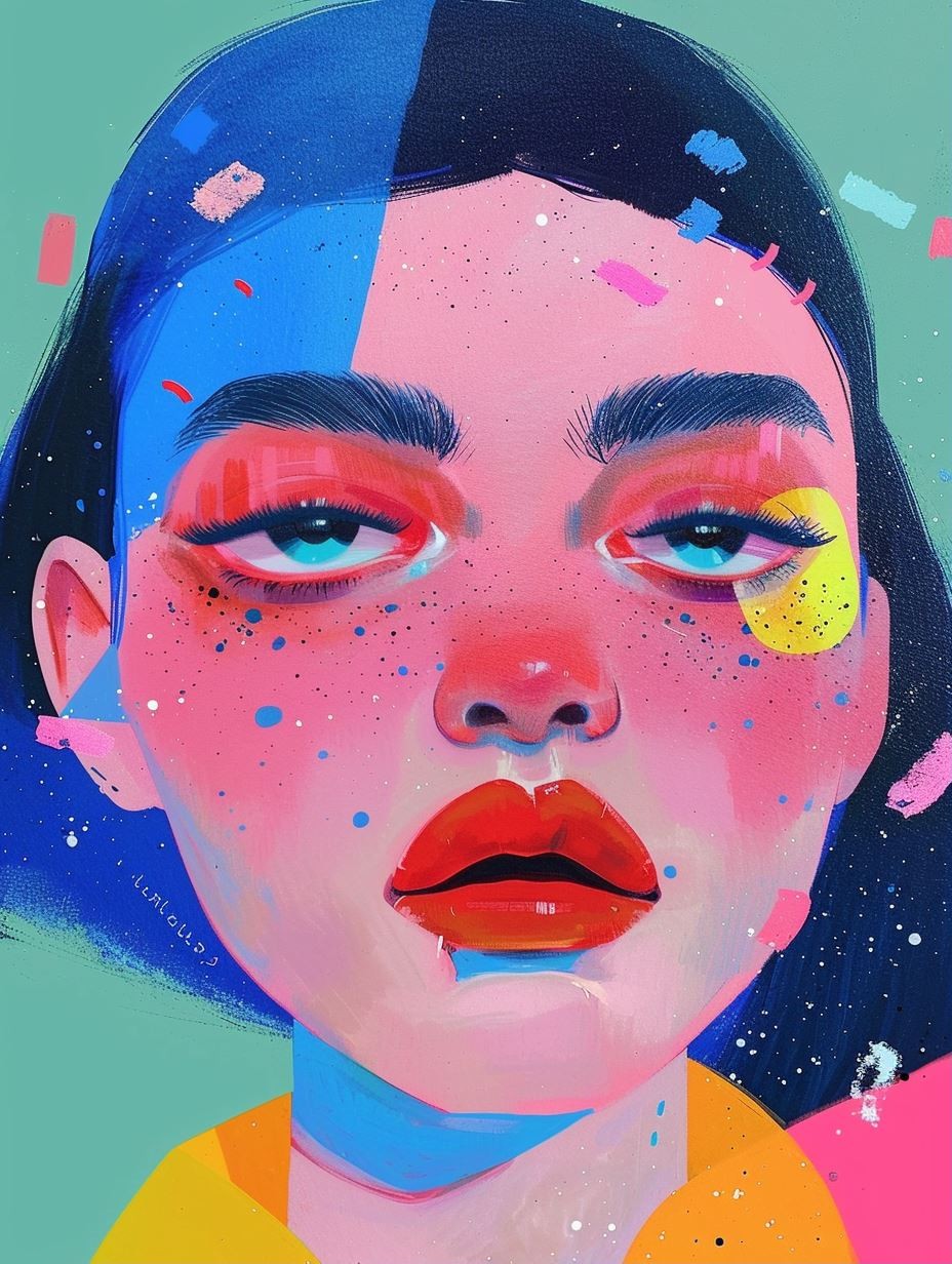 Neon Pop Surrealist Portrait