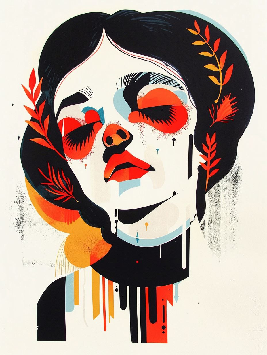 Abstract Geometric Portrait in Crimson - Image 3