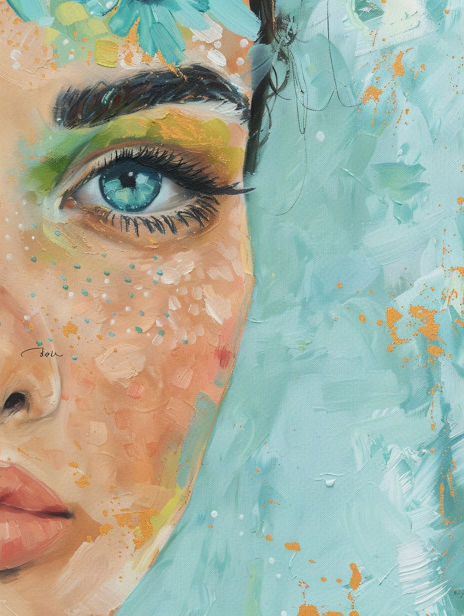 Dual Perspectives in Teal and Peach - Image 2