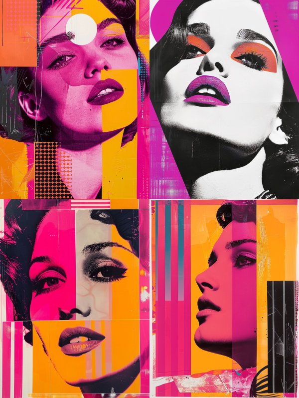 Neon Pop Art Portrait Collage
