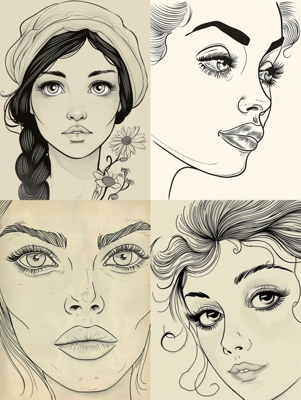 Elegant Hand Drawn Female Portraits