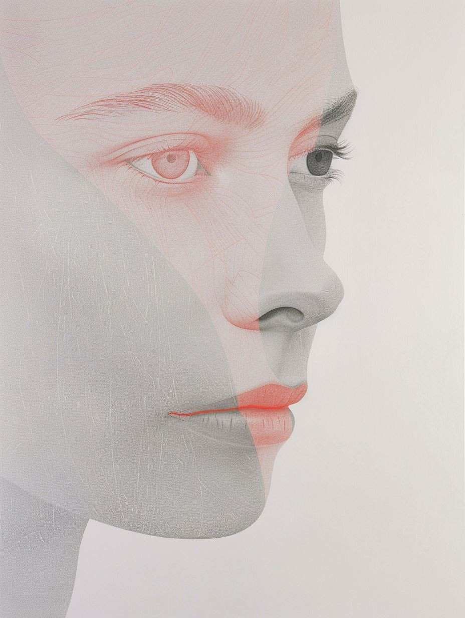 Ethereal Crimson Layered Portrait